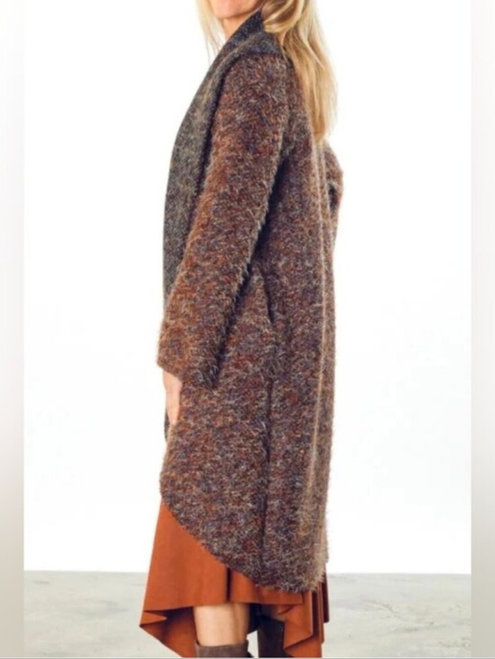 Rare Color Pink And Gray Bryn Walker Castagna Bouclé Wrap Coat